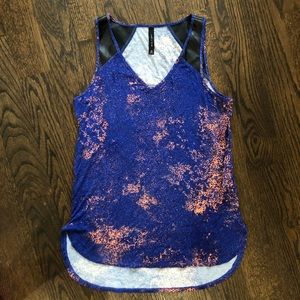 Leather like Detail Hi Lo Tank Top